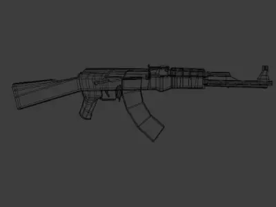 Ak-47 ak - rifle Low-poly 3D model 6