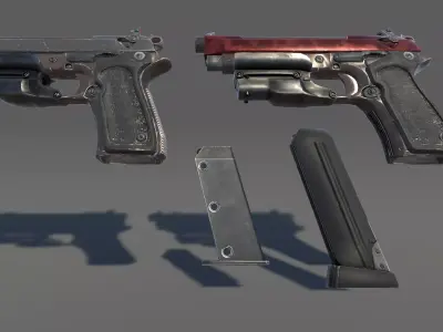 Zombie Pistol Low-poly 3D model