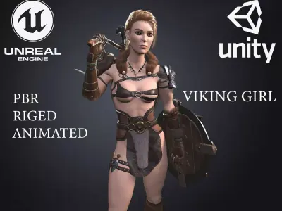Viking Girl Low-poly 3D model