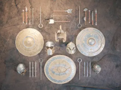 Spartan Weapons V2 23 assets Low-poly 3D model