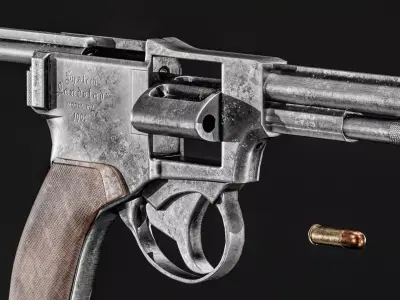 Landstad 1900 Revolver Low-poly 3D model