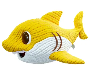 Knitted doll baby shark 3D model