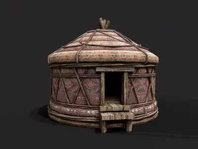Traditional Yurt Nomads Tent with Interior 2 Low-poly 3D model