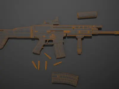 SCAR-H Assault Rifle Low-poly 3D model buy