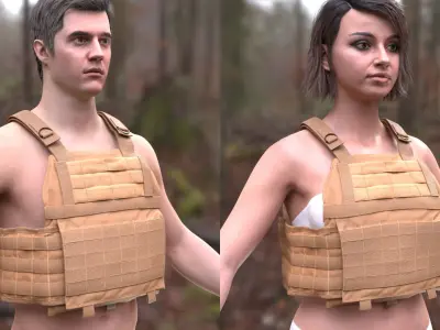 Plate Carrier 18 - All MH Bodies - UE5 Skeletons - Rigged Low-poly 3D model