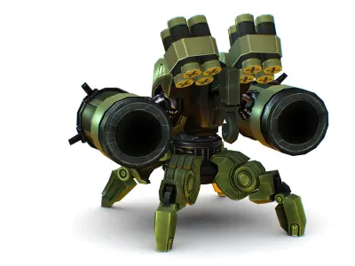 Robot Machine Gunner Gun Low-poly 3D model