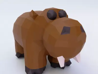 Hippopotamus 3d model polygonal hippo Low-poly 3D model