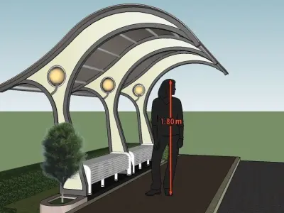 BUS STOP - REST AREA Low-poly 3D model