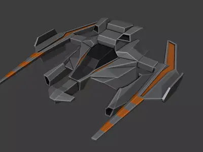 Spaceship with orange and stripes Low-poly 3D model