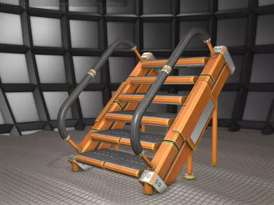 Sci-Fi Stairs - 8 - Orange Version Low-poly 3D model