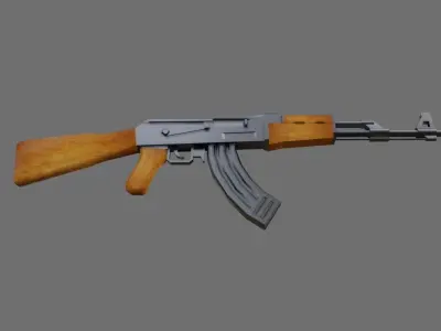 AK-47 Rifle Light wood - Machinegun - Fuzil - Metralhadora Low-poly 3D model