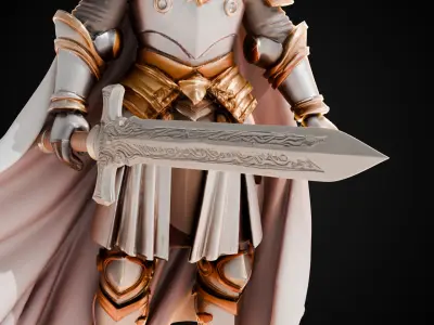 Stylized Sword - Crusader Blade Vow Cutter - Game Ready 3D model