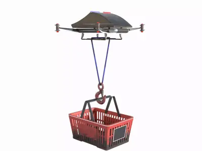 Drone carrying shopping basket 3D model