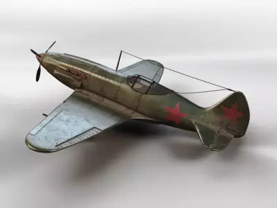 MiG-3 soviet fighter plane Low-poly 3D model