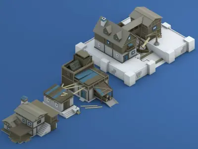 Low Poly Pirate Buildings Asset Pack Low-poly 3D model