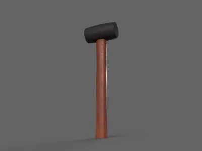 PBR Rubber Mallet Hammer Wood2 Low-poly 3D model