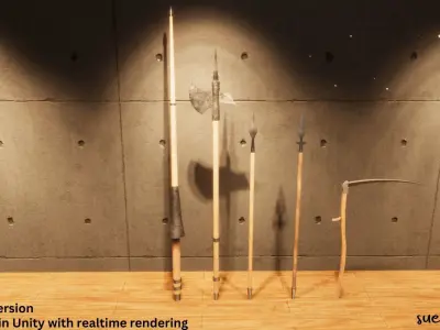 Long Weapons - Lowpoly Textured and Colorbased Low-poly 3D model