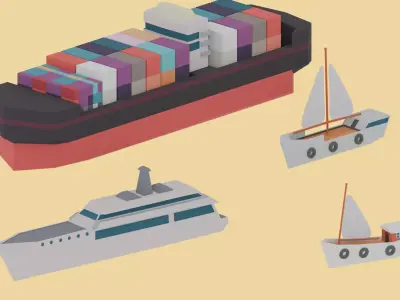 Low-Poly ships  Low-poly 3D model