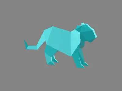 Origami Tiger Low-poly 3D model