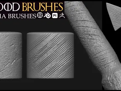 74 Brush-Wood-Blender Brush-Alpha Pack- Wood Alpha Brushes-Vol 2 Texture