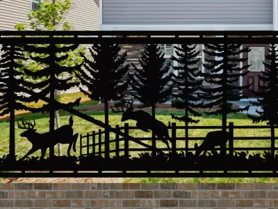 Deer-in-Garden-30x60-cm - dxf file - laser cut - plasma cut 3D model
