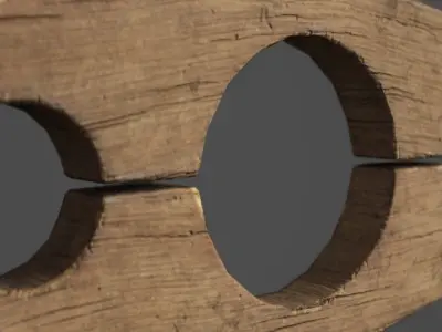 Pillory Wooden Low-poly 3D model