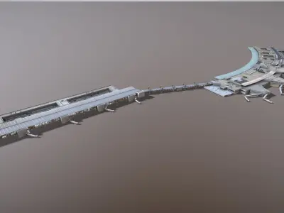 Airport Terminal LEMD Terminal1 Madrid Barajas Airport Low-poly 3D model