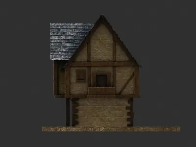 Medieval building with pbr textures Low-poly 3D model