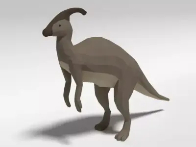 Low Poly Cartoon Parasaurolophus Dinosaur Low-poly 3D model