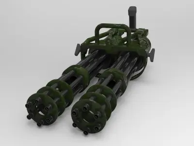 Double machine gun 3D model