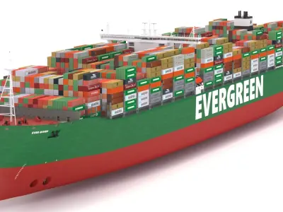 Ever Given Evergreen Container Cargo Ship 3D model