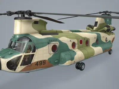 CH-47J Chinook JASDF Complex Animation Low-poly 3D model