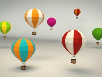 Low Poly Hot Air Balloon Low-poly 3D model