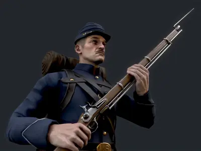 Soldier 2 A pose Low poly character redy for game Low-poly 3D model