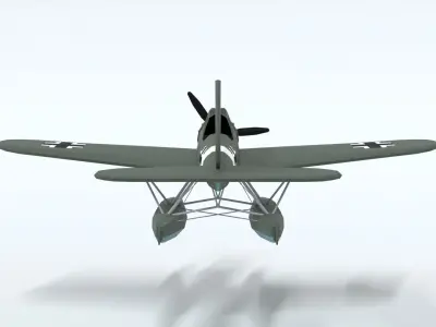 Low Poly Cartoon Arado Ar 196 WWII Airplane Low-poly 3D model
