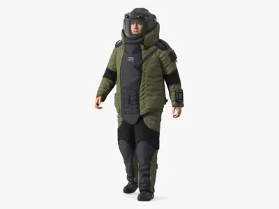 Man in EOD 10 Bomb Suit Walking Pose 3D model
