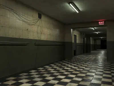 Old Dark Scary Corridor 08 Low-poly 3D model