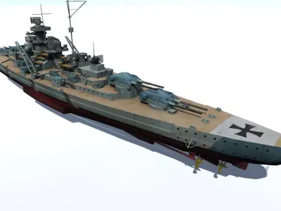 Bismarck battleship Low-poly 3D model