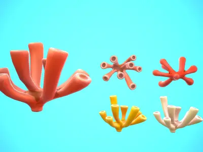 CORAL 03 CARTOON STYLIZED Low-poly 3D model