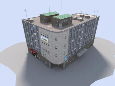 commercial city building Low-poly 3D model
