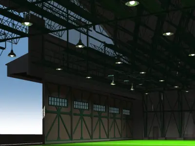 Aircraft hanger and 4rader 3D model