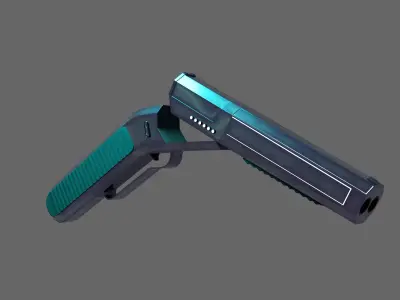 Sci-fi Double-barrel Free low-poly 3D model