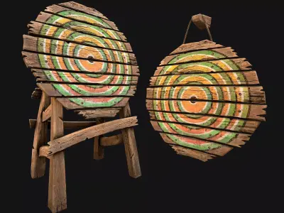 Medieval Wooden Target Barracks Furniture Environment Low-poly 3D model