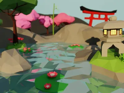 Low-poly Assetpack - Japanese theme Low-poly 3D model