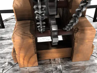 Low Poly Balista with Arrow Holder - 2K Textured 3D Model Low-poly 3D model