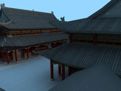 Chinese ancient courtyard   3D model