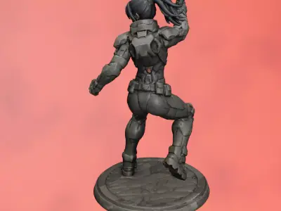 Cyber Tactical Female Warrior Dynamic Pose Action Figure STL 3D print model