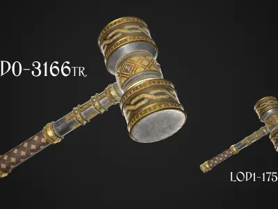 Fantasy Hammer 01 Low-poly 3D model