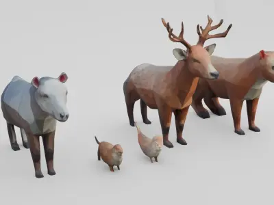 Stylized Forest Pack  Low Poly 3D Animal Models Low-poly 3D model