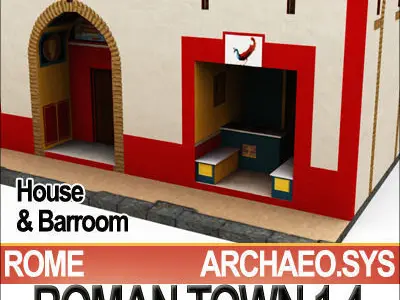 Roman Town House And Barroom Block 1 4 Low Poly 3D model